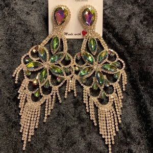 Peacock chandelier earrings